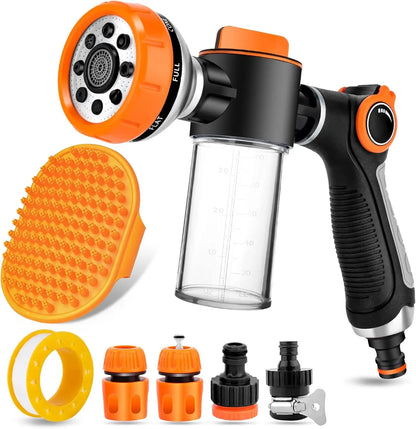 Pup Jet Dog Wash Hose Nozzle Foam Dog Horse Sprayer Wash Hose Attachment Soap Dispenser Sprayer Dog Bathing Sprayer for Pet Showering Gentle Massage